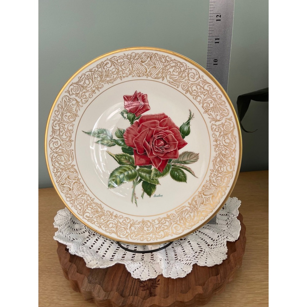 Vintage "Mister Lincoln Rose" Edward Marshall Boehm Collector Plate Bone China